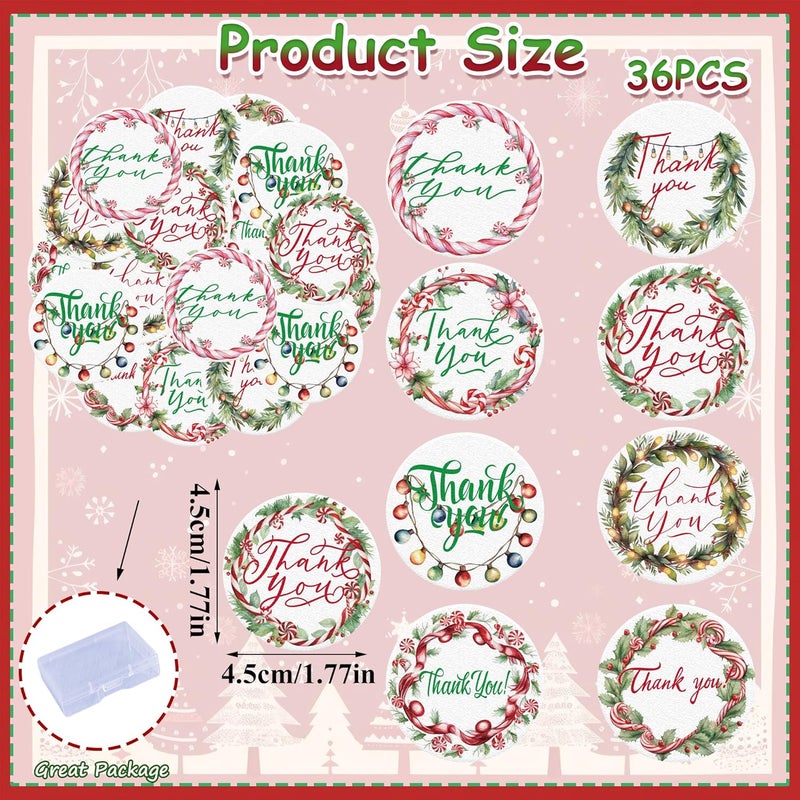 Fyeoxle 36PCS Edible Christmas Thank You Cupcake Toppers Wafer Paper Holly Jolly Candy Cupcake Toppers Thank You Cake Picks for Christmas Theme Party Baby Shower Birthday Supplies - Image 3